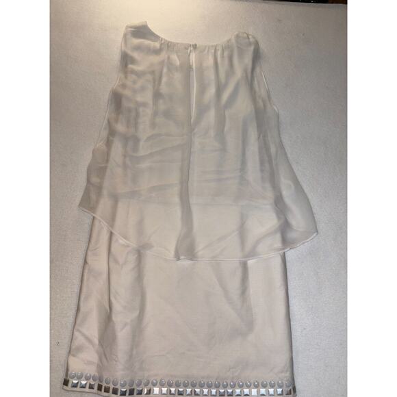 PLASTIC ISLAND White Sleeveless Mini Dress/Small/Easter/church/brunch/sheath euc - Picture 2 of 5